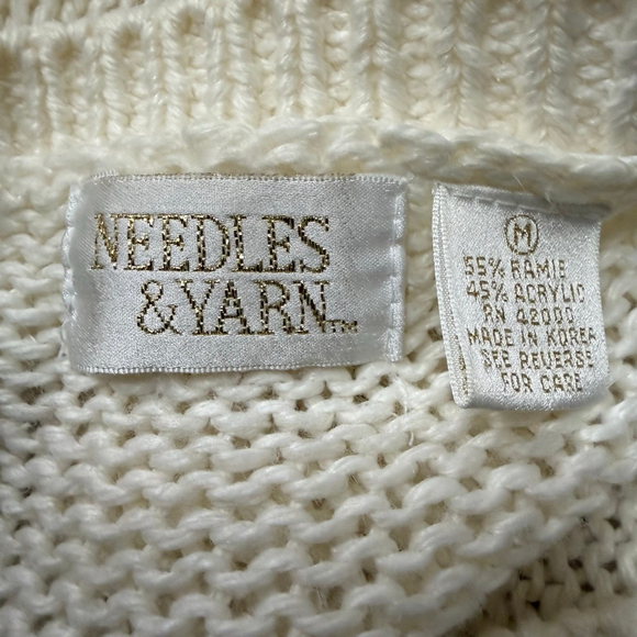 Vintage Needles & Yarn Floral Knit Cardigan Sweater Size Medium - Picture 8 of 9